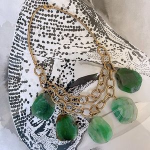 Anthropologie Green and Gold Chain Necklace